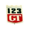 Embleem spatbord "123GT" van '67 tot '69